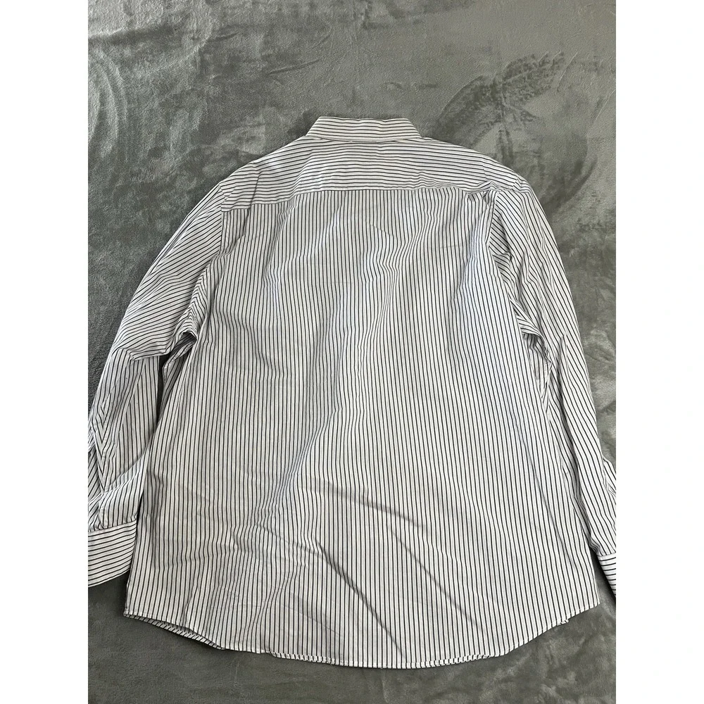 Banana Republic Mens Shirt XXL White Blue Striped Button Up Long Sleeve